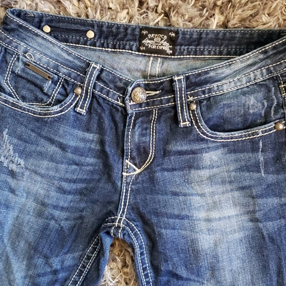 REROCK FOR EXPRESS BOOTCUT DISTRESSED JEAN SZ 2R - Picture 3 of 6